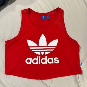 Adidas red sleeveless crop top size M
